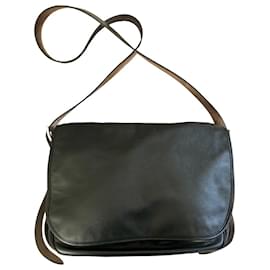 Hermès-Barda black leather messanger bag-Black