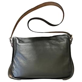 Hermès-Barda black leather messanger bag-Black