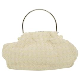 Chanel-CHANEL tweed Hand Bag White CC Auth bs2221-White