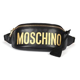 Moschino Logo Leather Belt Bag Black