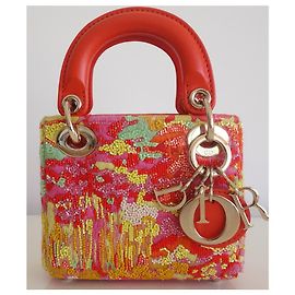 Lady Dior bolsa micro 2022 Multicor Laranja Gold hardware