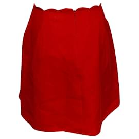 Claudie Pierlot-Claudie Pierlot Scalloped Skirt in Red Viscose-Red