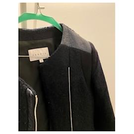 Sandro-Sandro wool jacket-Black,Navy blue
