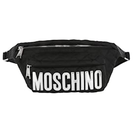 Moschino-Bolsa de cintura com logotipo acolchoado Moschino-Preto