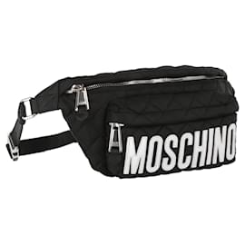 Moschino-Moschino Quilted Logo Belt Bag-Black