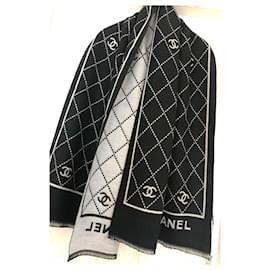 Chanel-Schals-Schwarz,Grau