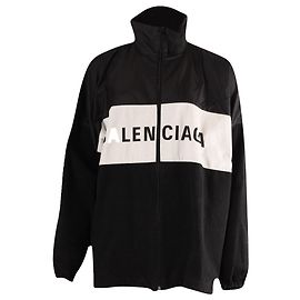 Giubbotto Balenciaga oversize con zip e logo in cotone nero Nero