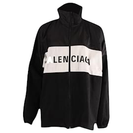 Balenciaga-Giubbotto Balenciaga oversize con zip e logo in cotone nero-Nero