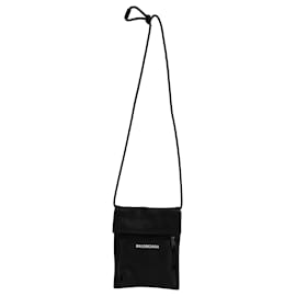 Balenciaga-Balenciaga Explorer Small Pouch with Strap in Black Calfskin Leather-Black