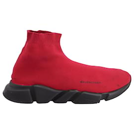 Balenciaga-Balenciaga Speed Runner High Sneakers in Crimson Red Polyester-Red