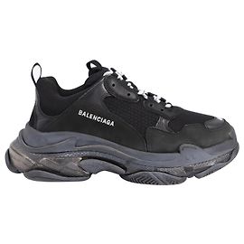 Balenciaga Triple S Sneakers mit durchsichtiger Sohle aus schwarzem recyceltem Polyester Schwarz