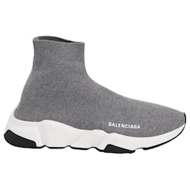 Balenciaga-Balenciaga Speed Trainers in Grey White Polyester-Grey