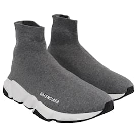 Balenciaga-Balenciaga Speed Trainers in Grey White Polyester-Grey