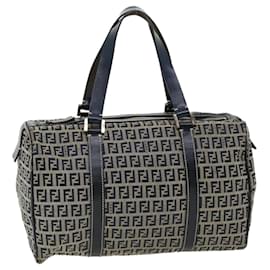 Fendi-FENDI Zucchino Canvas Tote Bag Navy Auth bs2277-Navy blue
