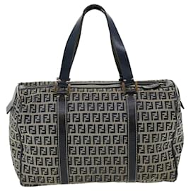 Fendi-FENDI Zucchino Canvas Tote Bag Navy Auth bs2277-Navy blue