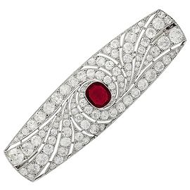 inconnue Spilla Art Deco in platino, rubini e diamanti. Altro