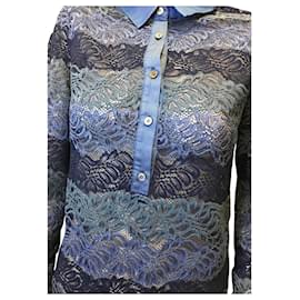 Autre Marque-blusa de encaje francés-Azul