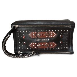 Givenchy Pandora Studded Leather Clutch Bag Black Black
