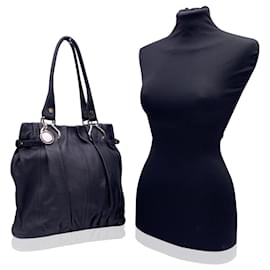 Céline-Black Leather Tote Bag Handbag Shoulder Bag-Black