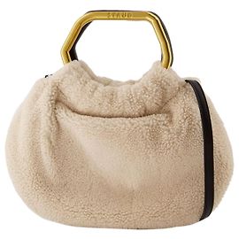 Staud Bolsa Camille Shearling Bege