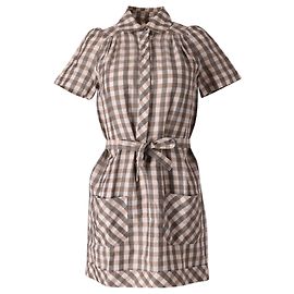 Robe See by Chloé Vichy en Lin Beige Autre