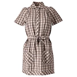 See by Chloé-See by Chloé Gingham Dress em linho bege-Outro