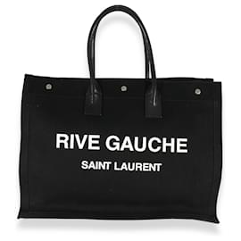 Saint Laurent-Saint Laurent Black Canvas Large Rive Gauche Tote -Black
