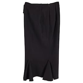 Roland Mouret-Roland Mouret Midi Skirt in Black Wool -Black