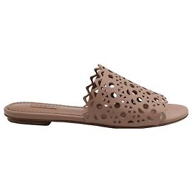 Alaïa Ciabatte Alaia Laser Cut in Pelle di vitello Beige Beige
