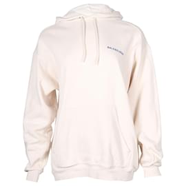 Balenciaga-Balenciaga Sweat à Capuche Logo en Coton Beige-Marron,Beige