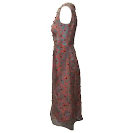 Erdem-Erdem Overlay Jacquard Midi Dress in Multicolor Polyester -Multiple colors