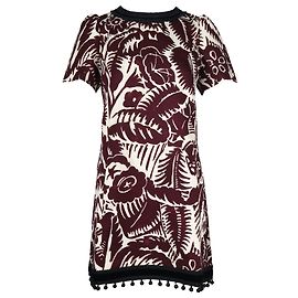 Vestido Shift com estampa tropical Marc Jacobs em algodão marrom Marrom Vermelho