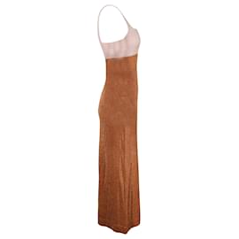 M Missoni-M Missoni Two-Tone Metallic Knit Maxi Dress in Bronze Polyamide-Metallic,Bronze