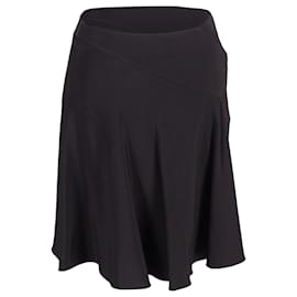Giorgio Armani-Giorgio Armani Flared Midi Skirt in Black Silk-Black