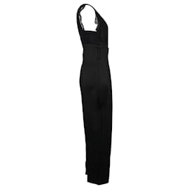 Sandro-Sandro Floral Lace and Gabardine Jumpsuit in Black Lyocell-Black