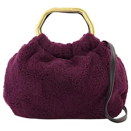 Staud-Camille Shearling-Tasche-Rot,Bordeaux