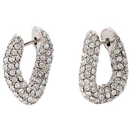 Balenciaga Loop XXS Silver-Tone Shiny Brass Earrings Silvery Metallic