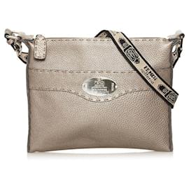 Fendi-fendi Selleria Sac à bandoulière en cuir gris-Gris
