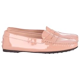 Tod's-Tod's Gommino Loafers in Beige Patent Leather-Beige
