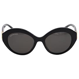 Balenciaga-Balenciaga Dynasty Oval-Frame Sunglasses in Black Acetate-Black