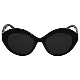 Balenciaga-Balenciaga Dynasty Oval-Frame Sunglasses in Black Acetate-Black