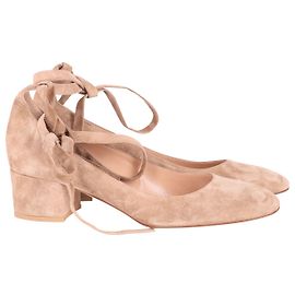 Sapatos de salto bloco Gianvito Rossi em camurça bege Bege