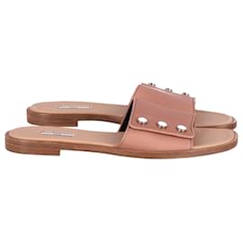 Balenciaga-Balenciaga Slip On Flat Sandals in Nude Leather -Flesh