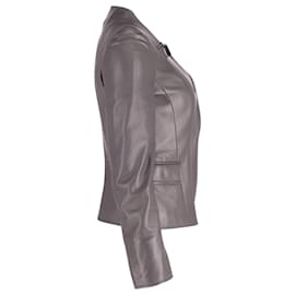 Giorgio Armani-Giorgio Armani Biker Jacket in Grey Lambskin Leather-Grey