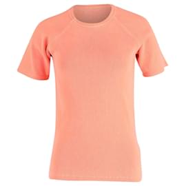 Victoria Beckham-T-shirt Victoria Beckham in maglia a coste in cotone arancione corallo-Arancione,Corallo