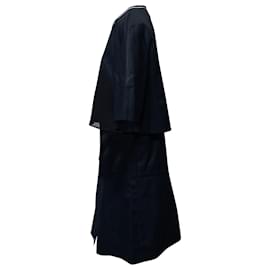 Fendi-Fendi Kleid mit Umhang und Mesh-Detail aus marineblauem Polyamid-Blau,Marineblau