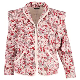 Isabel Marant-Isabel Marant Anissaya Convertible Faux Leather-Trimmed Quilted Floral Jacket in Red Cotton-Red