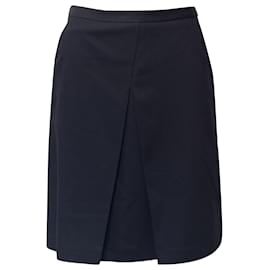 Jil Sander-Jil Sander A-line Skirt in Navy Blue Wool-Navy blue