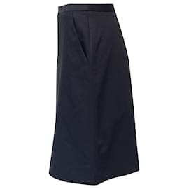Jil Sander-Jil Sander A-line Skirt in Navy Blue Wool-Navy blue