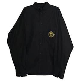Balenciaga-Balenciaga Quest Buttondown-Hemd aus schwarzem Polyester-Schwarz